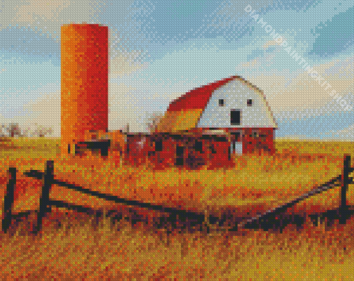 Farm Barn With Silo Diamond Painting