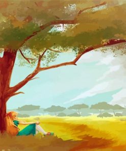 Girl Under Tree Diamond Painting