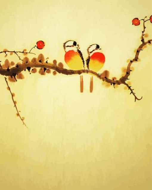 Two Birds On A Branch Diamond Painting