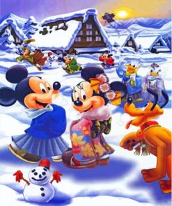 Mickey And Minnie In Japan At Snow Diamond Painting