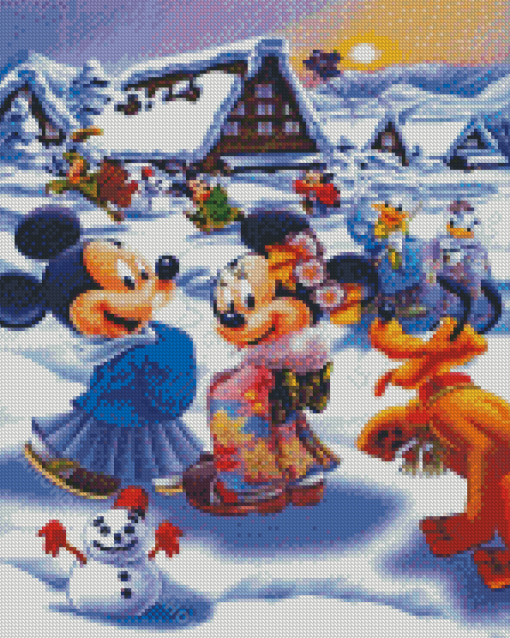 Mickey And Minnie In Japan At Snow Diamond Painting