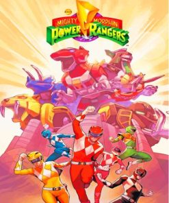 Mighty Morphin Power Rangers Cartoon Poster Diamond Painting