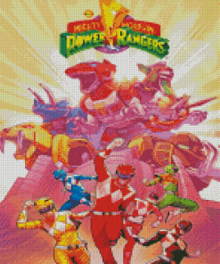 Mighty Morphin Power Rangers Cartoon Poster Diamond Painting