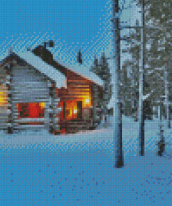 Norwegian Cabin In Snow Diamond Painting