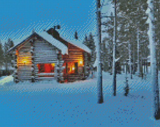 Norwegian Cabin In Snow Diamond Painting