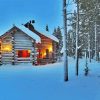 Norwegian Cabin In Snow Diamond Painting