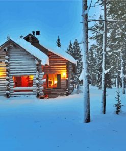 Norwegian Cabin In Snow Diamond Painting