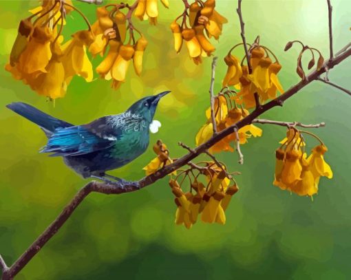 Tui Bird In Kowhai Tree Diamond Painting