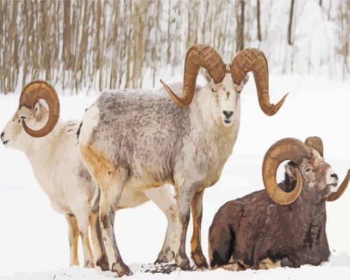 Wild Bighorn Sheep In Winter Diamond Painting