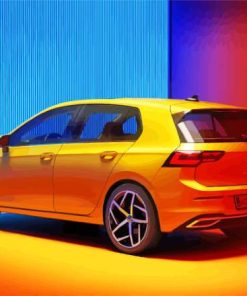 Yellow Volkswagen Golf 8 Diamond Painting