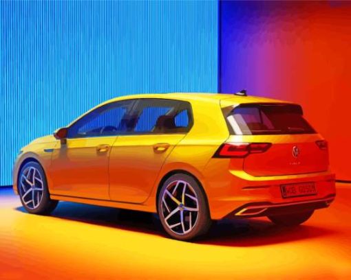 Yellow Volkswagen Golf 8 Diamond Painting