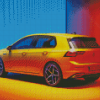 Yellow Volkswagen Golf 8 Diamond Painting