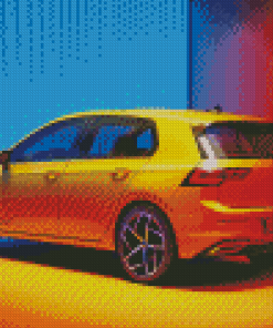 Yellow Volkswagen Golf 8 Diamond Painting