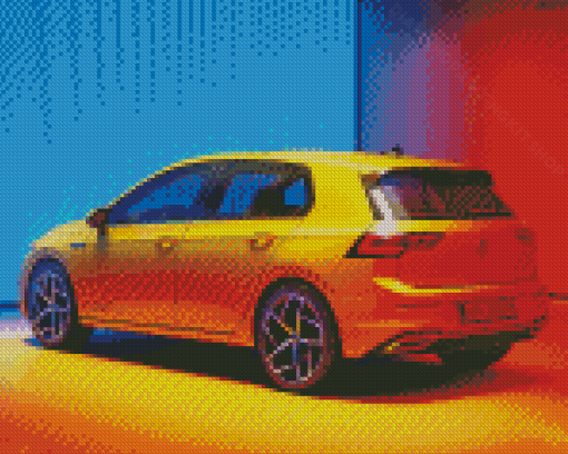 Yellow Volkswagen Golf 8 Diamond Painting