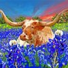 Aesthetic Bluebonnets And Longhorn Art Diamond Painting