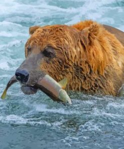 Animal Bear Fishing Diamond Painting