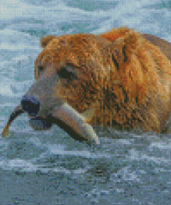 Animal Bear Fishing Diamond Painting