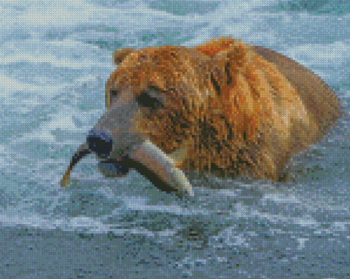 Animal Bear Fishing Diamond Painting