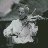 Black And White Old Man Posing Violin Diamond Painting