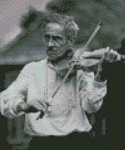 Black And White Old Man Posing Violin Diamond Painting