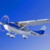 Blue And White Cessna 182 Airplane Diamond Painting