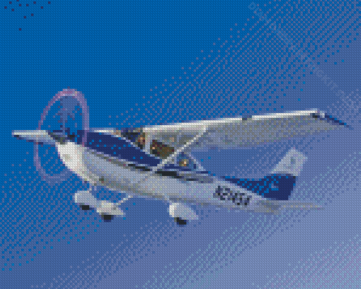 Blue And White Cessna 182 Airplane Diamond Painting