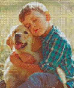 Boy And Labrador Retriever Puppy Diamond Painting