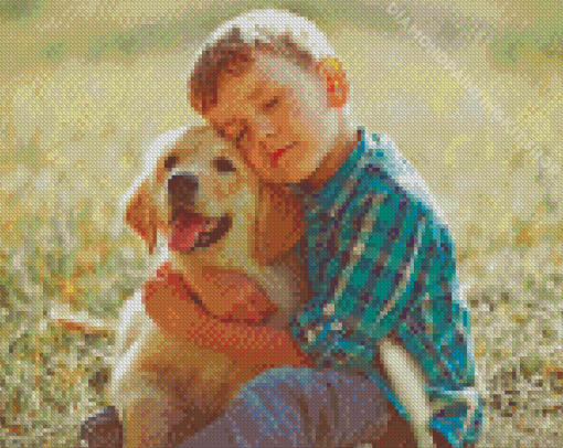 Boy And Labrador Retriever Puppy Diamond Painting