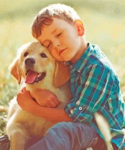 Boy And Labrador Retriever Puppy Diamond Painting