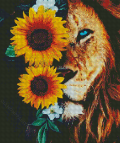 Floral Lion Diamond Painting