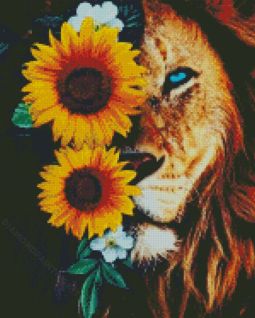 Floral Lion Diamond Painting