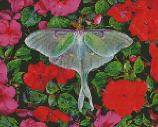 Lunar Moth And Flowers Diamond Painting