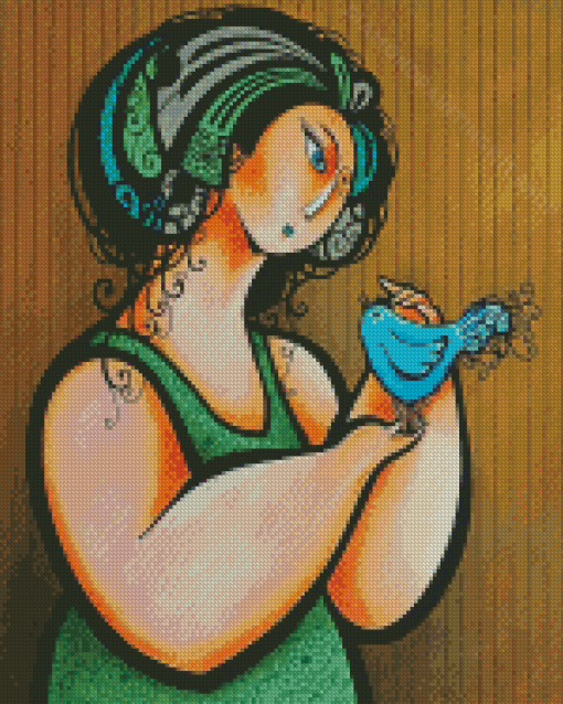 Maria Grinyo Woman With The Bird Diamond Painting