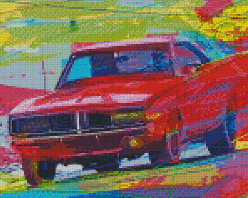 Red 1968 Dodge Charger Diamond Painting