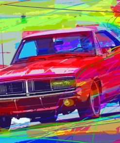 Red 1968 Dodge Charger Diamond Painting