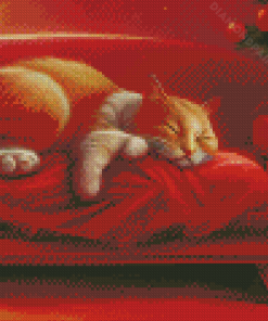 Sleepy Xmas Cat Diamond Painting