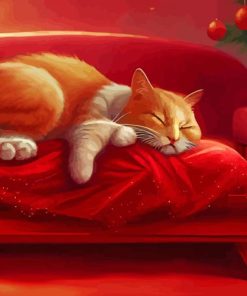 Sleepy Xmas Cat Diamond Painting