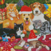 Christmas Kittens And Puppies Diamond Painting