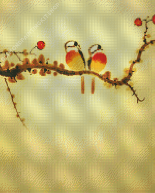 Two Birds On A Branch Diamond Painting