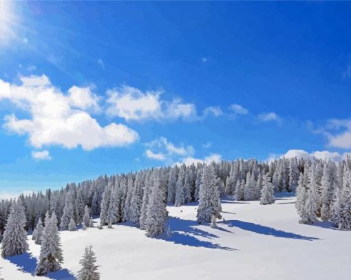 Sun Over The Snowy Forest Diamond Painting