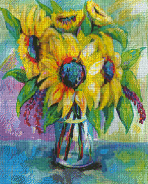 Sunflowers Vase Jeanette Vertentes Diamond Painting