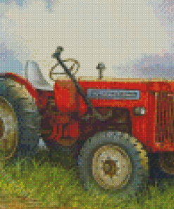 Vintage Red Farm Tractor Diamond Painting