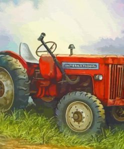 Vintage Red Farm Tractor Diamond Painting