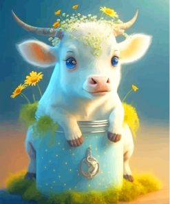 White Cow In A Mug Diamond Painting