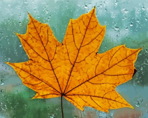 Yellow Maple In The Rain Diamond Painting