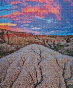 Badlands National Park Pink Clouds Diamond Painting