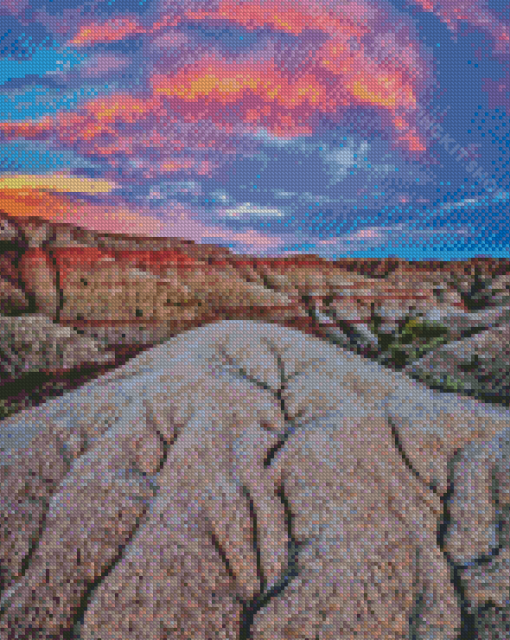 Badlands National Park Pink Clouds Diamond Painting