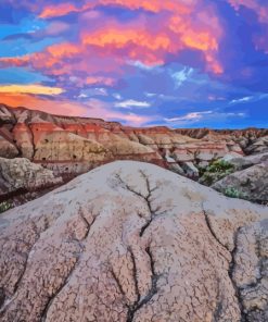 Badlands National Park Pink Clouds Diamond Painting