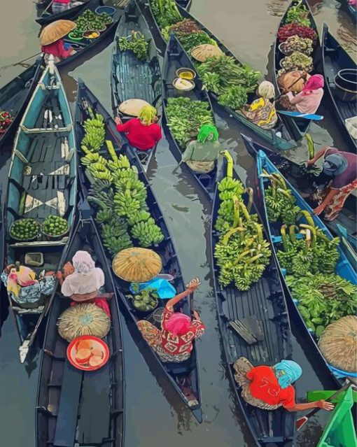 Bangkok Floating Markets Diamond Painting