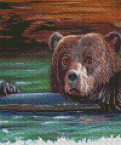 Bear In Water Art Diamond Painting